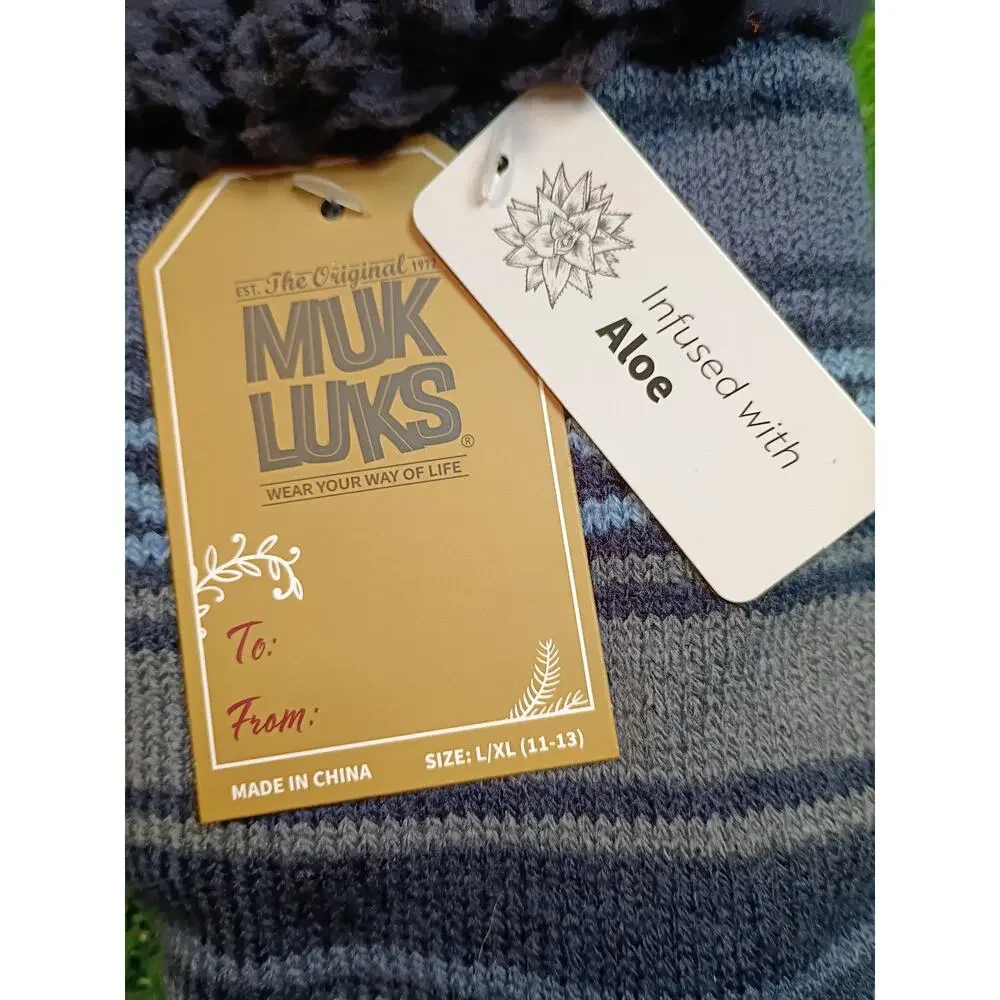 Muk Luks Aloe Infused Striped Cabin Socks NWT
